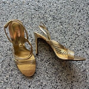 Zara Gold Strappy Heeled Sandals